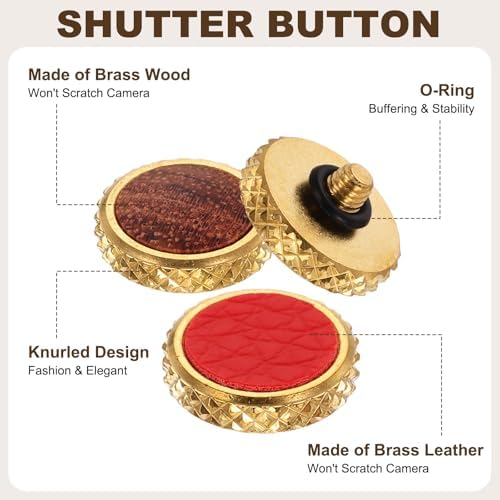 2Pcs Shutter Button (Light Brown/Red) - Upscale Delicate, Camera Soft Release Button Brass Threaded Soft Release, for Fuji - Image 3