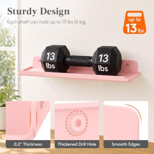 Lifewit Acrylic Floating Shelves for Bathroom 14" Pink, 4 Pack - Image 3