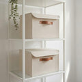 Decorative Linen Storage Boxes with Lids - Large Set of 2 Organizer Bins by ZICOTO