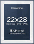 Homeforia 22x28 Blue Poster Frame, High-End Metal, 18x24 Mat, Glass by Homeforia