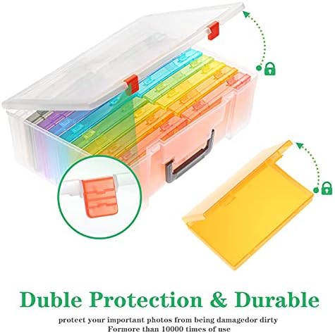 Photo Storage Box 4x6, 18 Inner Photo Case Large Photo Organizer Acid-Free Photo Box Storage Photo Keeper Photo Storage Case, Plastic Craft Storage Box for Photo Stickers Stamps Seeds (9 Colors) - Image 4