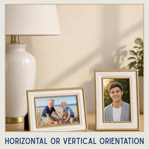 2x3 Mini Picture Frame: White Enamel + Gold Rope Trim - Image 3