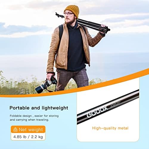 Godox Heavy Duty Aluminum Photography Light Tripod Stand for Studio Photography Lighting, Backgrounds, Monolights, Strobe Flash - 286CM, 112 Inches - Image 6