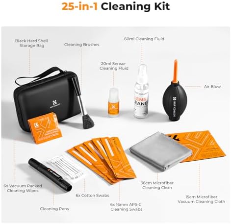 K&F CONCEPT 25 in 1 Camera Pro Cleaning Kit, APS-C Lens and Sensor Cleaner - Image 2