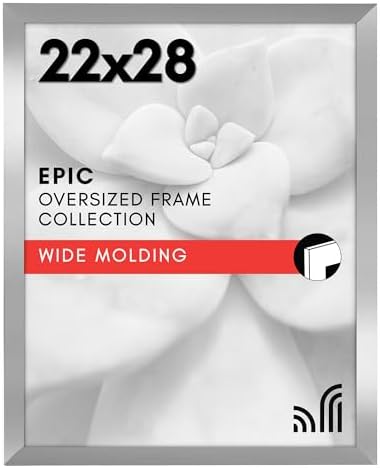Americanflat 22x28 Poster Frame - Silver Engineered Wood with Polished Plexiglass - Wide Picture Frame for Vertical or Horizontal Wall Display - Epic Collection - Silver by Americanflat