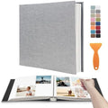 Large Photo Album Self Adhesive Scrapbook Album for 4×6 8×10 Pictures DIY Magnetic Linen Cover Album 40 Pages for Family Wedding Gifts with Metal Pen and Plastic Board by HenPisen