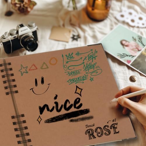 Large Scrapbook Album, 10"x12" Scrap Book, 60 Pages Blank Scrapbook, Thick 250gsm Kraft Paper, Art Supplies for DIY Crafts, Guest Books, Traveling, Birthday & Holiday Gifts. - Image 5
