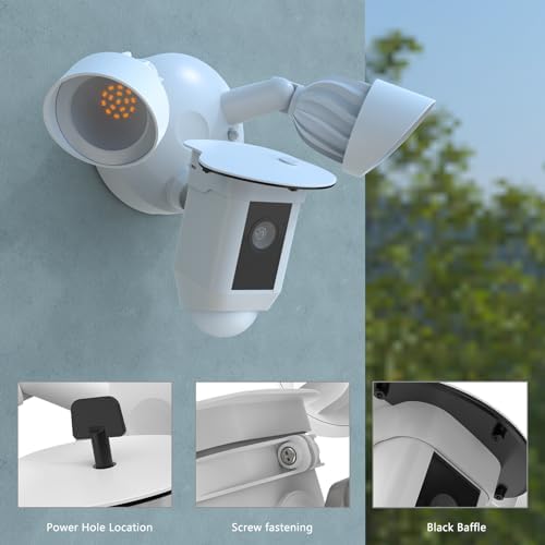Sun Rain Shade Camera Cover Compatible with R-ing Floodlight Cam Wired Plus, for R-ing Floodlight Outdoor Weather-Resistant Rain Shield Accesorios (White) - Image 3