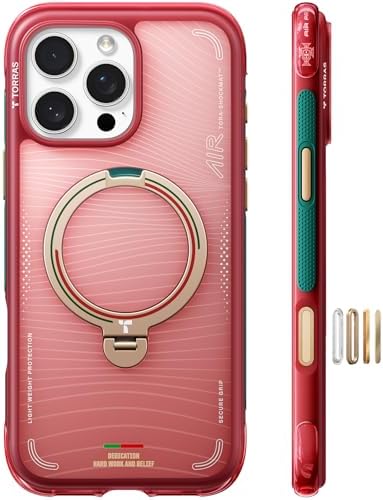 TORRAS World Cup Inspired, Official Portuguese Football Federation Limited Edition, Ostand Q3 Air for iPhone 16 Pro Case, 360 Magnetic Stand, Fit for MagSafe, Mil-Grade Drop Tested, Wave Passion by TORRAS