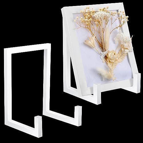 2 Pcs Large Plate Stands for Display Metal Frame Holder, White, 8 Inch by Sweetude