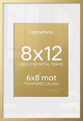 Homeforia 8x12 Gold Picture Frame, High-End Metal, 6x8 Mat, Glass by Homeforia