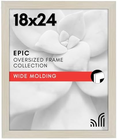 Americanflat 18x24 Poster Frame - Engineered Wood with Polished Plexiglass - Wide Picture Frame for Vertical or Horizontal Wall Display - Epic Collection - Light Wood by Americanflat
