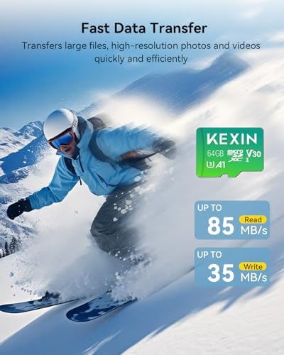 KEXIN Micro SD Card 64GB 5 Pack microSDXC Memory Card Class 10 Micro SD Card High Speed Up to 85MB/s, C10, U3, V30, A1 - Image 3