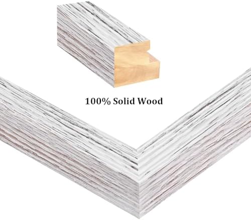 Egofine 12x16 Picture Frames Set of 4, Made of Solid Wood Covered by Plexiglass 9x12 and 11x14 with Mat or 12x16 without Mat, for Wall Mounting Photo Frame Driftwood White - Image 7