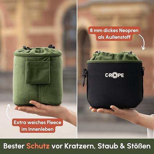 C-Rope Neoprene Camera Bag, Neoprene Pouch with Fleece Lining, Water Resistant, Camera Accessories, Green, XL, Additional pocket - Image 3