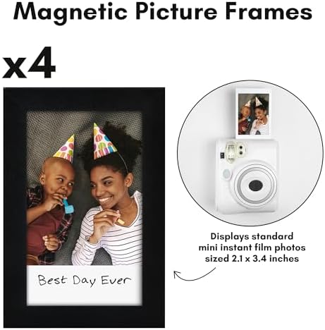 Americanflat 2x3 Mini Picture Frames for Refrigerator - Set of 4 - Acrylic Panels with Back Magnet - Magnetic Picture Frames for Instant Print Photos, Locker Decor, or Office Display - Black - Image 2
