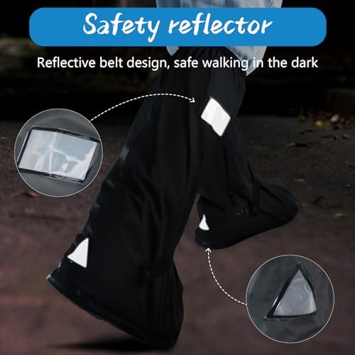 IwIeIaIrI Waterproof Rain Boot Covers with Safety Reflector, Black, M - Image 5