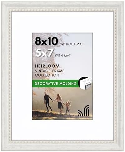 Americanflat 8x10 Vintage Picture Frame - Matted to 5x7 - White by Americanflat