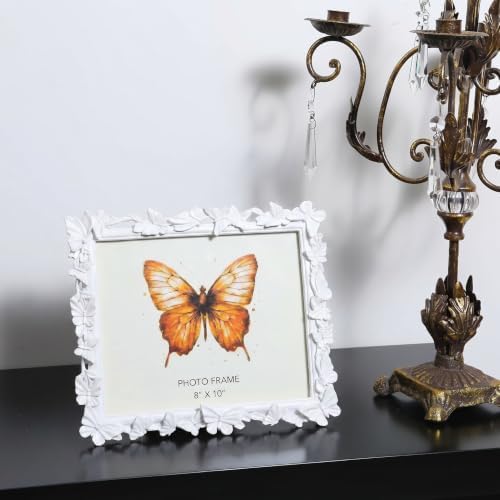 White 8X10 Vintage Picture Frames Gold Butterfly Elegant Retro European Design, Antique Photo Frame for Wall Hanging and Tabletop Display, Retro Design Home Decor - Image 2