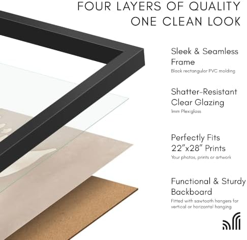 Americanflat 22x28 Poster Frame with Polished Plexiglass - Streamline Collection - Thin Border Picture Frame for Wall Display - Hanging Hardware Included - Black - Image 5