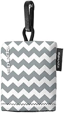 SPUDZ Classic Microfiber Lens Cleaner – Clip-On Pouch, Washable – for Binoculars, Scopes, Glasses, Screens | Classic | Gray Chevron, 10 x 10 Inch by SPUDZ