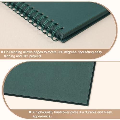 Scrapbook Album 10x10 Inches 100 Pages Hardcover Kraft Paper Green - Image 5