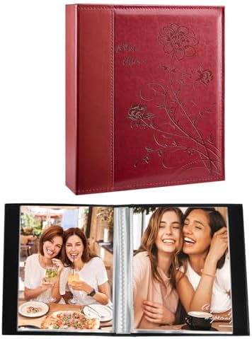 Artmag Small Photo Album 4x6 2 Pack, Each Pack with 50 Clear Pages Holds 50 Vertical Photos for 4x6 Picturs, Artwork or Postcards Storage (Red) by Artmag