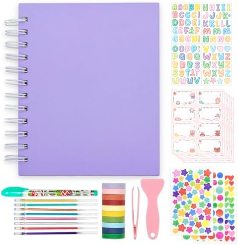 Scrapbook Self Adhesive Photo Album 25 Pages Hard Cover DIY Photo Album for Instant Camera Print Paper with DIY Accessories (Purple) by Hearoo