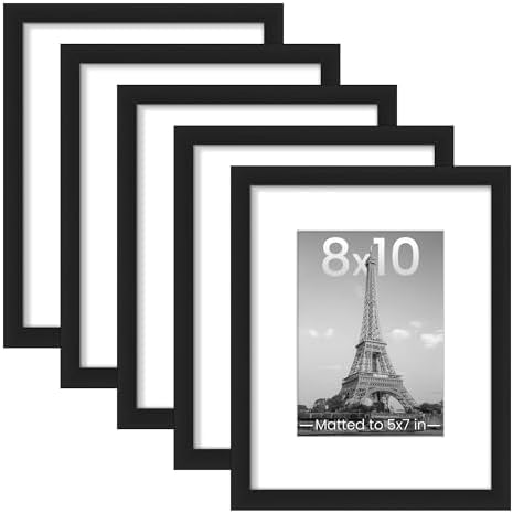 upsimples 8x10 Picture Frames, Gallery Wall Frames Set of 5, Black by upsimples