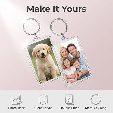 3Pcs Clear Plastic Picture Frame Keychain Rectangle Shapes Blank Photo Keychains Photo Display Plastic Blank Keychain Clip Photo Holders Photo Albums, Frames and Accessories - Image 6