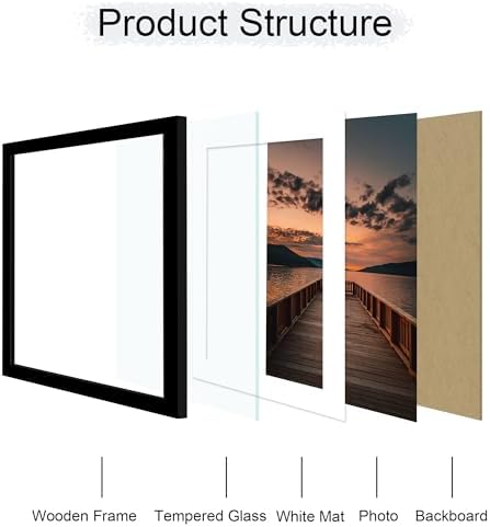 20x24 Picture Frame Set of 2, 20 x 24 Wood Poster Frames with Mat for 16x20, Wooden Photo Frames with Tempered Glass Cover for Wall Display,Black - Image 5