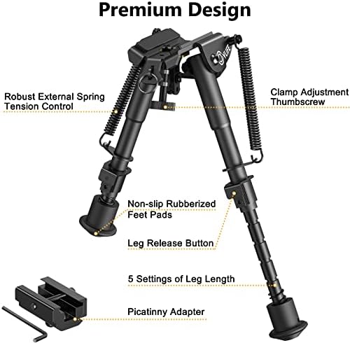 CVLIFE 6-9 Inches Bipod Adjustable Spring Return with Picatinny Adapter - Image 4