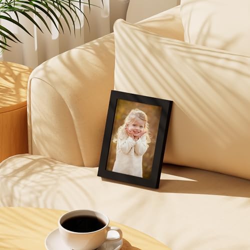 Vittanly 5x7 Picture Frame Made of Solid Wood for Wall or Tabletop, Black - Image 2