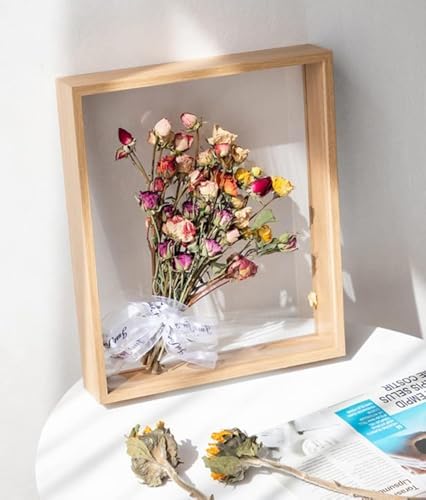 JOSON 2 packsWooden Dried Flower Photo Frame Dried Flower Display Stand Decorative Floating Photo Frame (Wood color 4x6) by Unknown