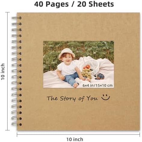 Scrapbook Album 10x10in, Acid-Free Kraft Paper 20 Sheets 40 Pages - Image 2