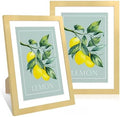 10x14 Picture Frame Set of 2, 10 x 14 Wood Photo Frames with Mat for 8x12 or 30x40cm Diamond Painting Art, Wooden Frame with Real Glass Cover for Wall and Tabletop Display,Gold by CCDCC