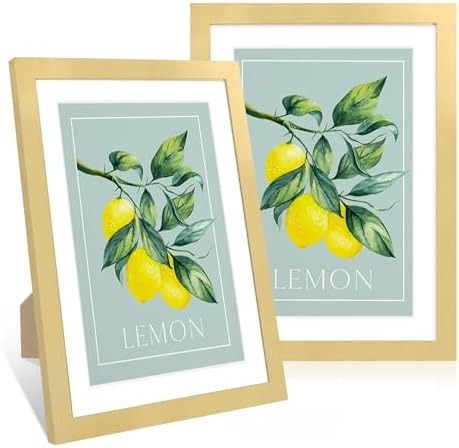 10x14 Picture Frame Set of 2, 10 x 14 Wood Photo Frames with Mat for 8x12 or 30x40cm Diamond Painting Art, Wooden Frame with Real Glass Cover for Wall and Tabletop Display,Gold by CCDCC