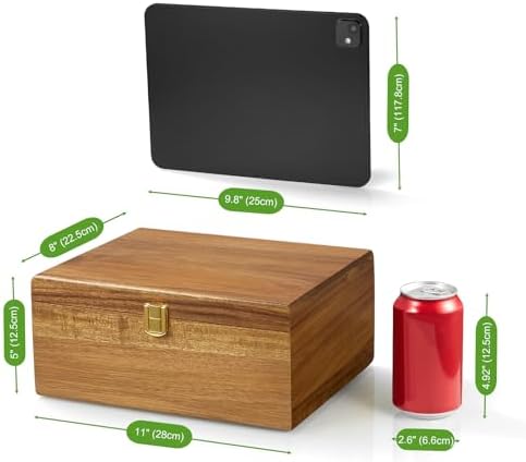 DRASTAR Wooden Keepsake Box, Large Acacia Storage Memory Box with a Hinged Lid for Crafts and Photo Storage - Image 3