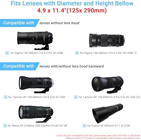 Large Camera Lens Case for Sigma 150-600mm C & Nikon 200-500 Below 5x11.4'' - Image 2