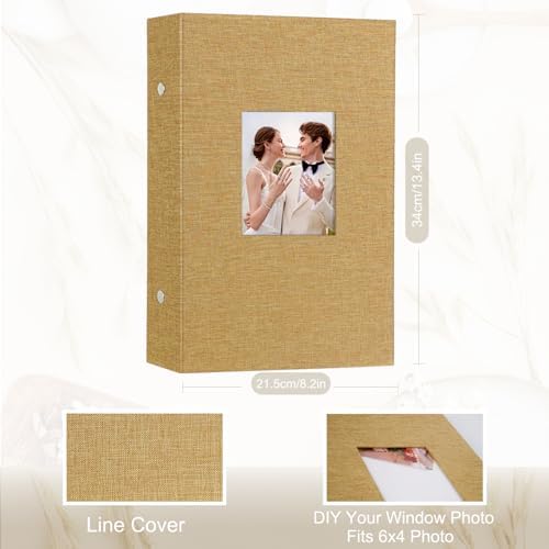 Artmag Photo Album 4x6 300 Large Capacity Linen Album Book Holds 300 Horizontal Photos for Family Wedding Anniversary (300 Pockets, Khaki) - Image 2