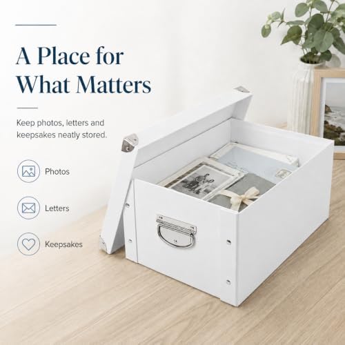 GUOZI Collapsible Storage Box, Decorative Memory Box with Lid & Metal Reinforced Corners, Cardboard File Bin with Handles, Organizer Gift Box for Keepsake Toy Photos Office Nursery Wardrobe Bookshelf - Image 7