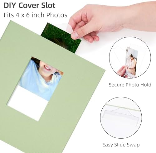 Self Adhesive Photo Album, 60 Pages, 11x10.6 Inch, Light Green - Image 5