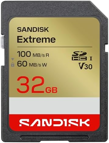 SANDISK 32GB Extreme SD UHS-I Card - Up to 100MB/s Read Speed and 60MB/ Write Speed, 4K UHD Video, U3, V30 - SDSDXVT-032G-GUCIN by Unknown