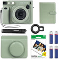 Fujifilm Instax Wide 400 Instant Camera (Sage Green) + INSTAX Wide Film (20 Exposures) + Shutter Accessories Bundle – Carrying Case, 80-Pocket Green Photo Album by FUJIFILM