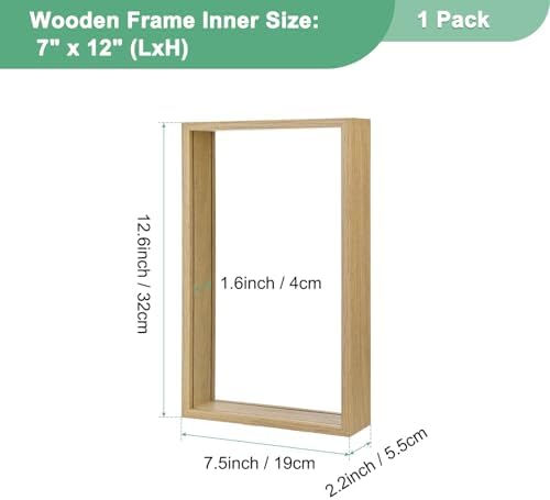 M METERXITY 1-Pack Dried Flower Frame, 7 x 12 Inch Double Acrylic Wooden Dried Flower Photo Floating Frame for Tabletop/DIY/Handicrafts [Wood Color] - Image 3