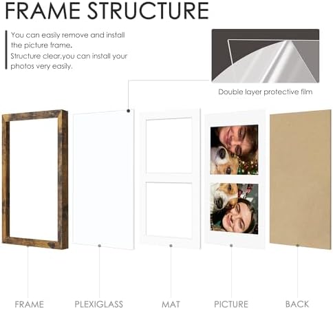 DUENPY 6x9 Double Collage Frame For 2 3.5x5 Photos Brown - Image 3