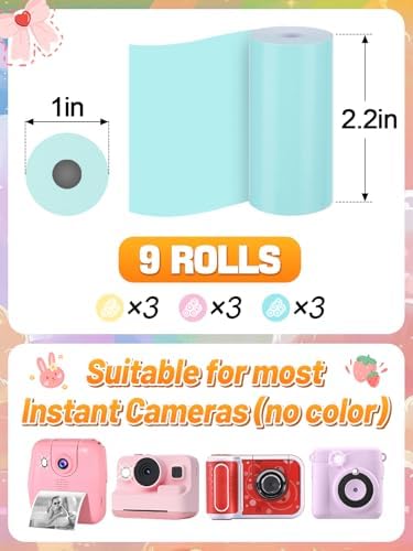 9 Roll 1''×2.2'' Kids Camera Paper Roll Refill for Kid Camera Instant Print - Image 6