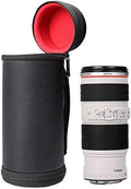 Semi-Hard Lense Case for DSLR Camera Lens (Canon, Nikon, Sony, Pentax, Olympus, Panasonic,etc), Medium Size with Carabiner, Lens Cleaning Wipe (Black Medium) by Unknown