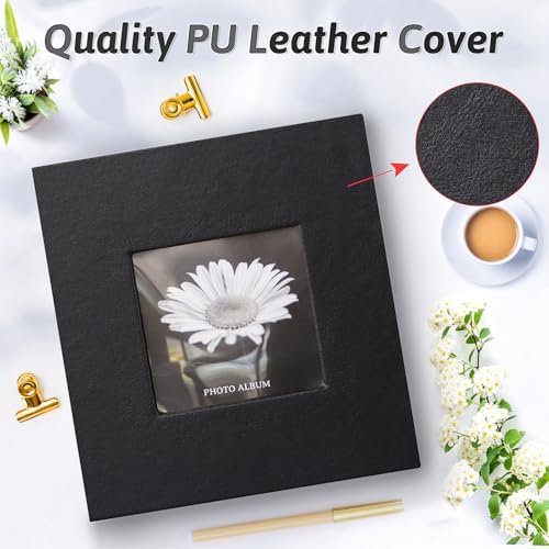 Popotop Photo Album 4x6 100 Photos with Writing Space, Leather Cover Album with Display Picture Window, Photo Book for Wedding Family Baby Gift - Image 2