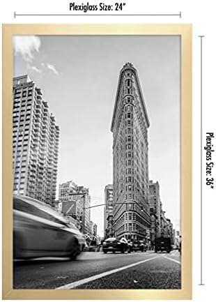 Americanflat 24x36 Poster Frame - Gold Engineered Wood with Polished Plexiglass - Wide Picture Frame for Vertical or Horizontal Wall Display - Epic Collection - Gold - Image 2